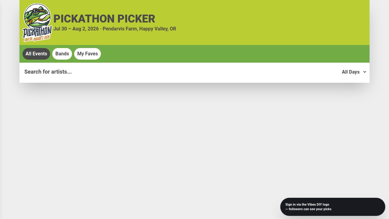 Screenshot of Pickathon Picker
